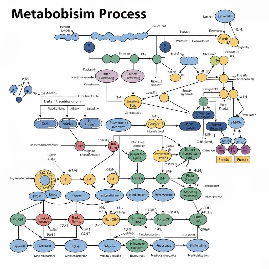 Wissenschaftliche Visualisierung von Stoffwechselprozessen und Nährstoffabbau mit geometrischen Diagrammen